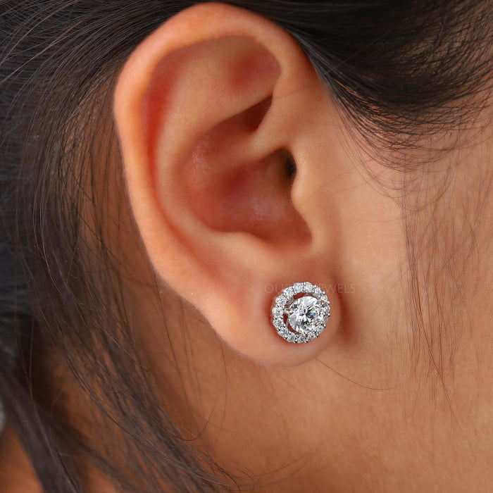 Round Lab Diamond Halo Setting Studs