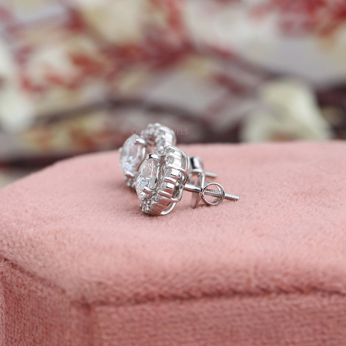 Round Lab Diamond Halo Setting Studs