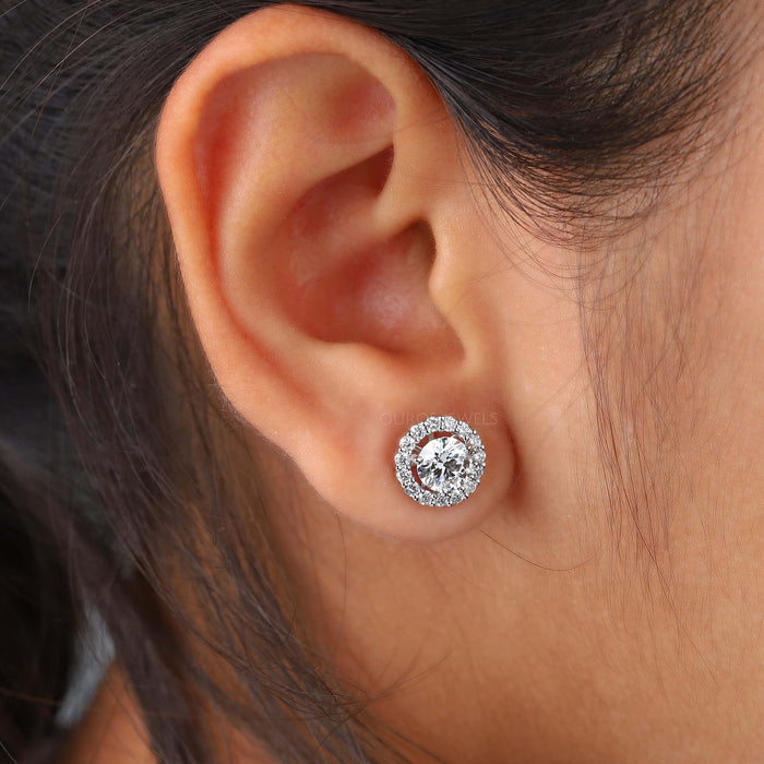 Round Lab Diamond Halo Setting Studs