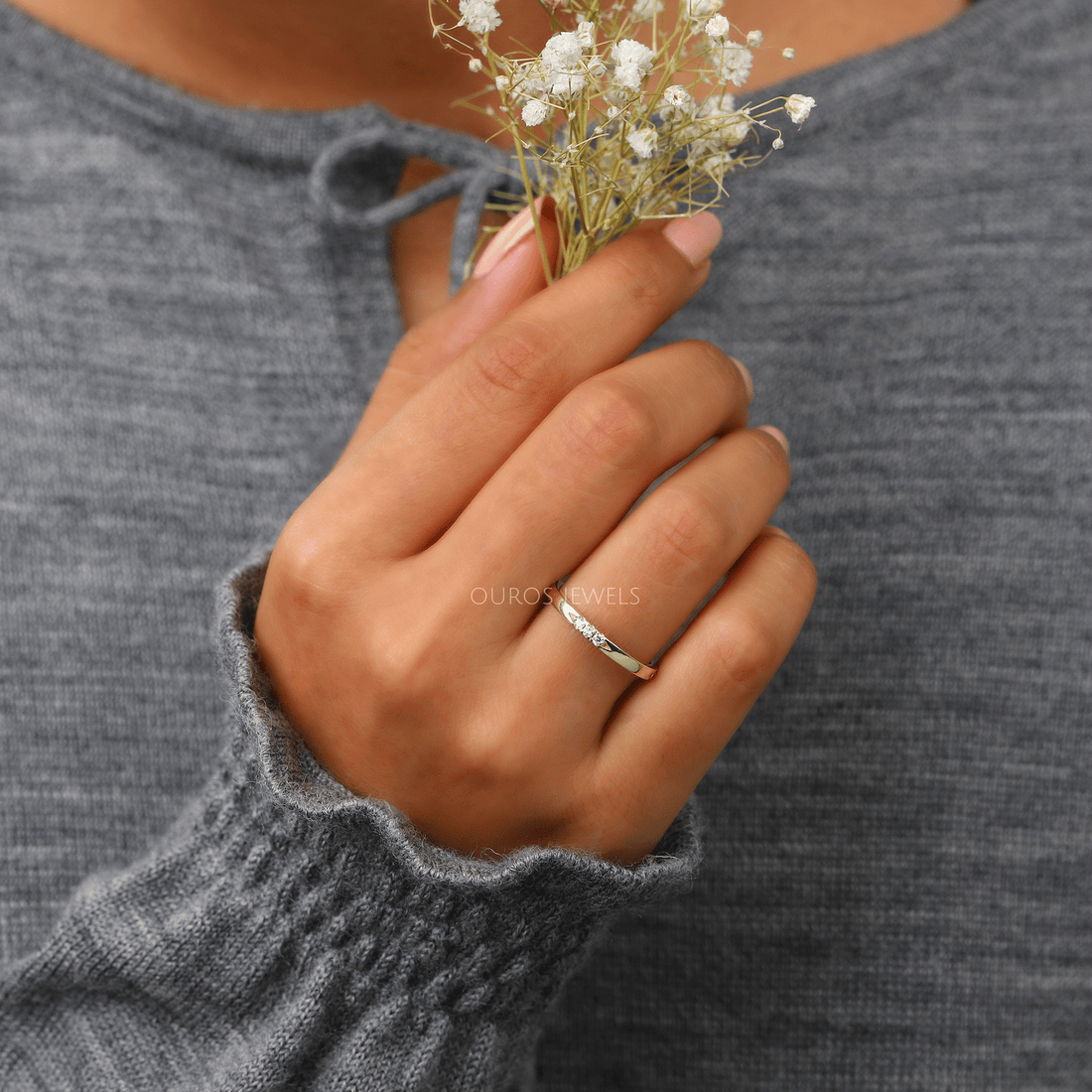 Round Cut Dainty Wedding Ring