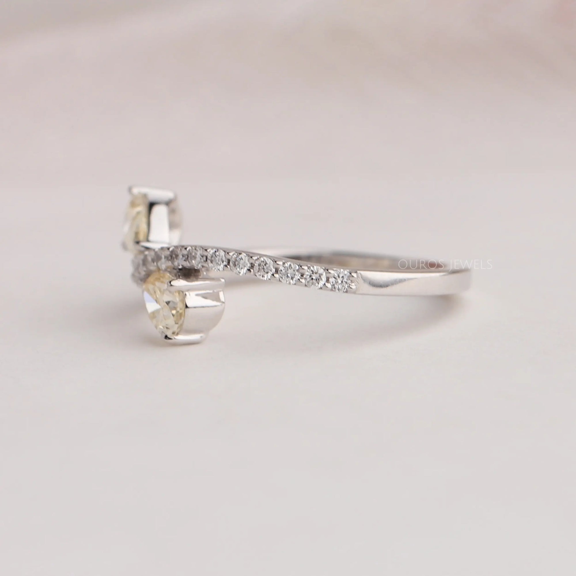 Yellow Pear Diamond Crossover Ring